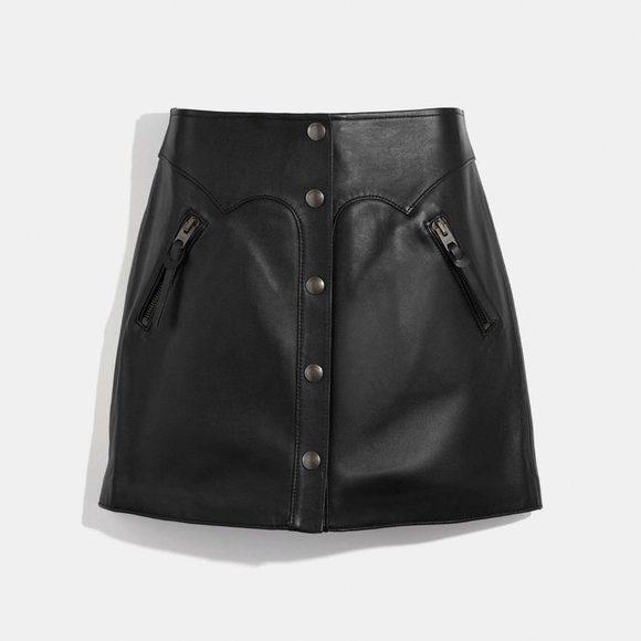 NEW COACH Lamb Leather Skirt black NWT - Picture 1 of 9